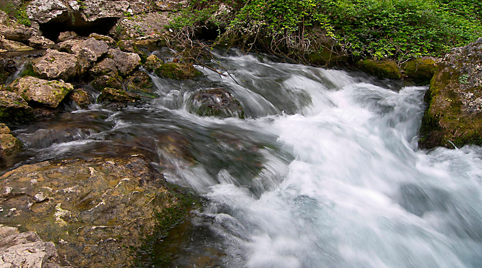 Die Wasser drängen mit ursprünglicher Kraft aus dem Fels.